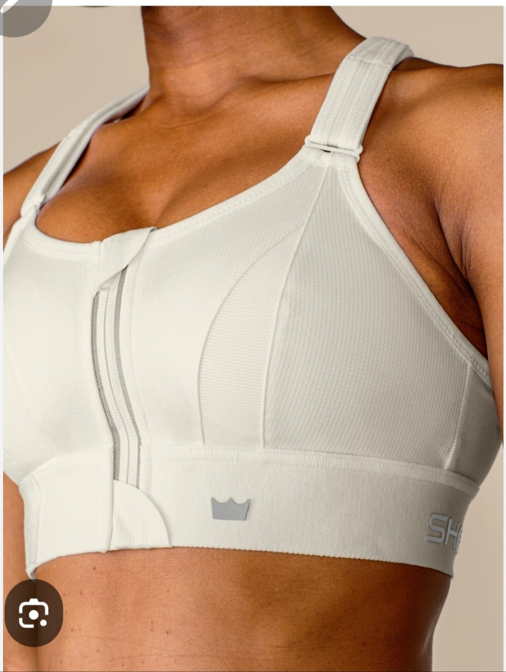 Front-Closure Support Sports Bra in Light Cream Sz 3XL